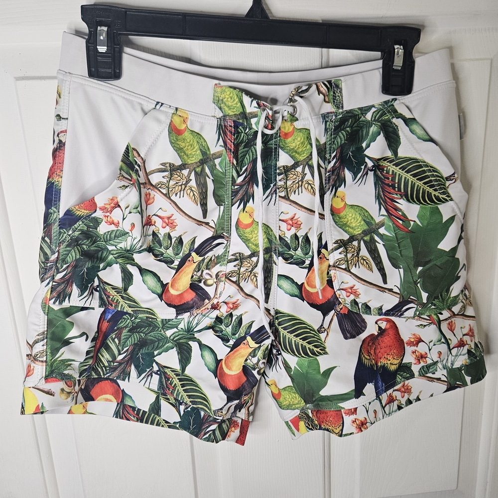 ​Taddlee Tropical Jungle Swim Shorts Men’s Exotic Bird Parrot Toucan Size Small
